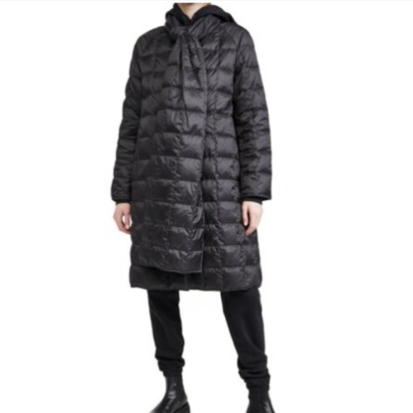 Theory Black Quilted Nylon Detachable Scarf Coat Down Puffer Jacket - Picture 2 of 10